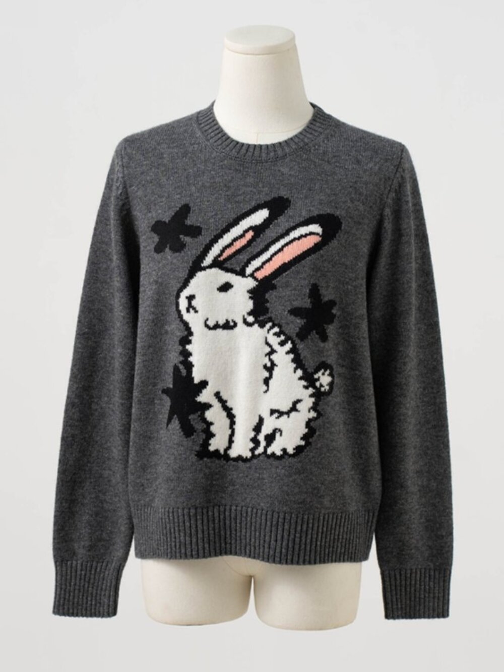 Max Maraz Rabbit Print Wool Crewneck Sweater